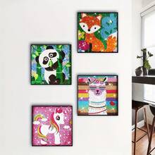 1 pieza Kit de pintura de diamantes 5D, Juego de arte de diamantes con rhinestones de colores, Juego de arte de pintura de diamantes de animales de dibujos animados de perforación completa adecuado para principiantes adultos, amigos, manualidades con gemas DIY, decoración de diamantes para paredes del hogar