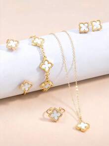 Elegant Four-Leaf Clover Jewelry Set, Suitable For Daily Wear Or Party - Four-leaf Clover Set - View 10