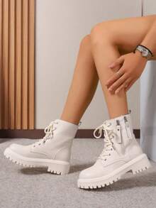 Women's Snow Boots Warm Winter BootsWaterproof Comfortable Combat Boots Boots For Women Botas Para Mujer Botas De Invierno Para Mujer - 米色 - 查看 4