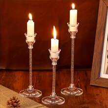 3pcs Acrylic Candle Holders, Vintage Tall Set, Suitable For Wedding Decor, Home Living Room, Dining Table Centerpiece, Romantic Dinner, Christmas & Halloween Decoration (Candles Not Included) - Multicolor - View 7
