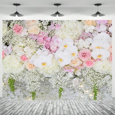 Phông nền hoa 2D phẳng, 1 tấm, chất liệu polyester, đa năng, bền, không cần điện, thích hợp cho các bữa tiệc, trang trí đám cưới.