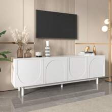 Modern White TV Unit Measuring 175 X 38 X 56 Cm, Adjustable Shelves, Low And Lightweight TV Unit In A Luxurious Style. - White - View 4