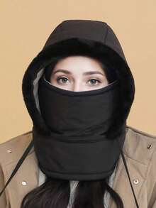 1 件女士冬季纯色防水休闲优雅波西米亚保暖羊毛面罩帽，适合日常通勤、购物、滑雪、骑自行车，适合秋冬季 - 多色 - 查看 23