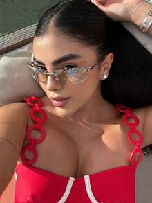 Gafas de moda sin marco ovaladas, estilo retro europeo y americano Y2K, nueva colección 2025 - Plateado - Ver 7