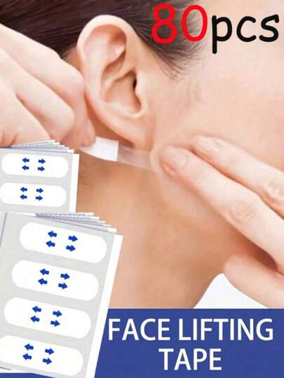 80 piezas de cinta para levantamiento facial | Cintas invisibles para levantamiento facial instantáneo | Elevación de la piel flácida y reducción de la papada | Sin alcohol, unisex, para todo tipo de piel | Oculta el maquillaje