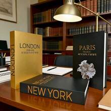 3er Set Deko-Bücher aus Kunstleder, Goldfolien-Textur - Luxus-Papier-Imitat-Bücher mit Goldfolien-Design, Wohnzimmer- und Arbeitszimmer-Atmosphären-Dekoration, stapelbare Kunst-Bücher, Feiertags-Dekoration und Ornamente - Gold - Übersicht 6
