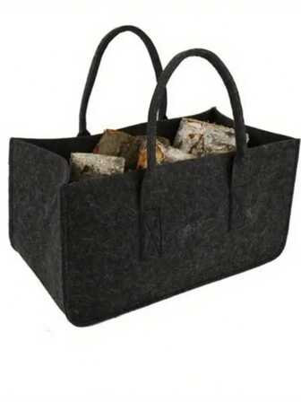 1pc, Large Thickened Felt Cloth Storage Bag, Export Nordic Felt Firewood Bag, It Can Hold Fruits, Vegetables And Firewood.Strong And Strong Portable Shopping Bag For RV Outdoor Camping Picnic Office Travel