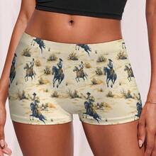 Pantalones cortos estilo vaquero clsico para mujer, sin costuras, suaves, elsticos, para mujer, multicolor - inicial - Ver 2