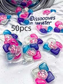 100 capsule de detergent de rufe 5 în 1, capsule concentrate de detergent de rufe 5 în 1, perle de detergent multifuncționale, potrivite pentru apartamente și case. Perle de detergent de rufe parfumate - Curăță delicat grăsimea și petele, parfum de lungă durată.