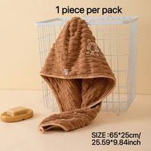 1/2pcs Bamboo Fiber Coral Fleece Quick Dry Hair Towel Wrap, 25*65cm, Cartoon Design, Suitable For Home, Bathroom, Hotel, Travel, Washing Face & Bathing - Multicolor - View 11