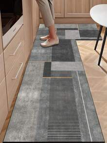 【热销!!!】1 件装软橡胶厨房地垫,3.5 毫米厚厨房地毯,灰色条纹拼接风格厨房吸水地垫,大尺寸地毯,可自行裁剪以适应厨房尺寸,表面织物材质,中间海绵层,底部橡胶层,适用于厨房地毯、厨房装饰、婚礼装饰、家居装饰、浴室地垫、玄关地垫、洗衣房地垫、走廊地毯、客厅地垫等。 - 彩色 - 查看 11