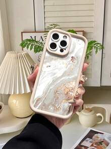 1 Stück Premium Mode Glitzer Marmor Muster Handyhülle, kompatibel mit iPhone 17/17 Pro/17 Pro Max/Air/16/15/14/13/12/11 Pro MAX, S25/S25 FE/S25 Edge, Redmi, OPPO, Realme, Infinix Serie. Matt beige Linsenrahmen Stufendesign stoßfeste Weiche Hülle, Stufenlinsenrahmendesign, dickes Material ohne Qualitätsprobleme oder Defekte.