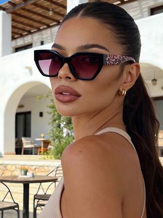 Bohemian Cat-Eye Leopard Print Shades - Women's Classic Fashion Glasses For Ladies, Ideal For Outdoor Travel & Casual Wear