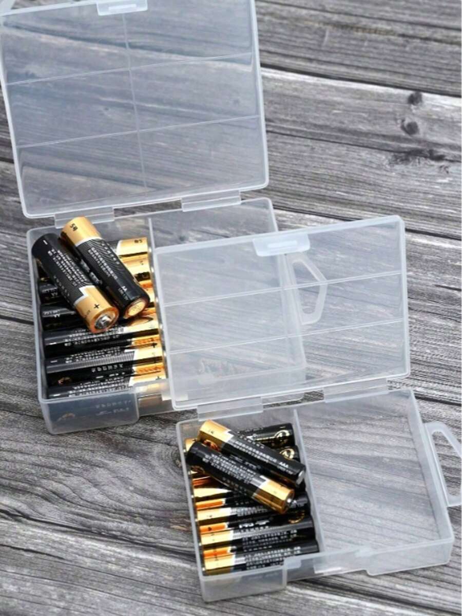 2packs Battery Storage Box, Battery Storage Case, Battery Holder, Clear. Each Case Stores 24 Batteries