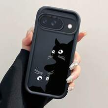 かわいい黒猫のコミックスタイルスマホケース  画素 9対応 ソフトTPU耐衝撃性シェル 男性にも女性にも適しています フルカバー保護するバックカバー 画素 9、9A、8、8A、7、7A、プロ 4XL 5Gに対応 11/12/13/14/15/15プロ/15 15プラス プロマックス/7プラス/8プラス/X/Xs 11プロ/12プロ/13プロ/14プロ/12ミニ/13ミニ/11プロマックス/12プロマックス/13プロマックス/14プロマックス/14プラス/5 - ブラック - チェックする 2
