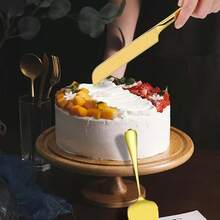 1/2pcs Stainless Steel Cake Cutting Set, Wedding Cake Knife, Gold Pastry Knife, Pizza Cutter, Baking Tool Set For Birthday Celebration, Party, Wedding, Home - Baking Tools