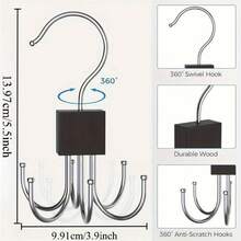 Rotating 6-Claw Hook, 2 Counts Multifunctional Rotating Hook, Clothes Hanger, Bag Hanger, Home Organizer For Coat, Hat, Scarf - 1pc - 查看 2