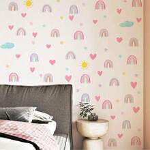 4pcs/Set Colorful Rainbow Star Heart Wall Stickers, Cute Children's Room Decor, Removable Self-Adhesive Wall Decals For Bedroom, Living Room, Nursery