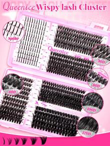 Queenice Set de gene extensibile cu 800/450/160 buc., cu stiluri de gene ochi de pisică/anime/ondulate rusești, cu aspect natural gros, plinuțe, capacitate mare, reutilizabile, vine cu lipici și instrumente esențiale, potrivite pentru bricolaj acasă, nunți, petreceri, călătorii, sărbători și utilizare zilnică.