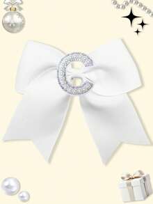 1pc 5 Inch Navy Blue 26 Letters A-Z Pearl Letters Personalized Back To School Ponytail Girl HairBow Teenagers Girl Hair Bows With Clips For Festivals Party School Girls Graduation Season Hairgrips For First Day Of School Classroom Girls Students,Teenagers Hair Accessories - White - View 17