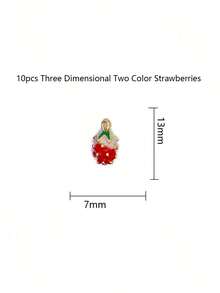 每包包含10件水果饰品，包括樱桃、菠萝、香蕉、油滴、合金首饰、小吊坠、DIY手链、项链、耳环和包包挂件。 - 彩色 - 查看 7