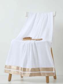 1pc Medium Bath Towel, Lightweight, White, Rectangular 70*140cm, Suitable For Adults, Swimming, Bathing, Wrapping, Or 34*74cm Hand Towel, Square 34*34cm Handkerchief, Quick-Drying, Absorbent, Soft, Suitable For Bathroom, Kitchen, Travel, Gifts, Gym, Beach, Hotel, Salon, Outdoor - White - View 8