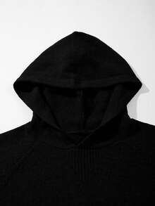 Herren Lässig Loose Fit Pullover Hoodie, einfarbig, vielseitig, Langarm, geeignet für Frühling, Herbst und Winter - Schwarz - Übersicht 9