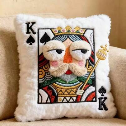 Popular Plush Embroidered Poker Card Embroidered Pillow Cushion High Beauty Fun Gift For Friends And Girlfriends