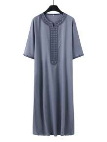 Tobe Masculino, Estilo Marroquino, Bordado, Tobe Masculino Islâmico Folgado, Adequado para Todas as Estações, Tobe Masculino para Festas de Feriados e Presentes de Ramadã