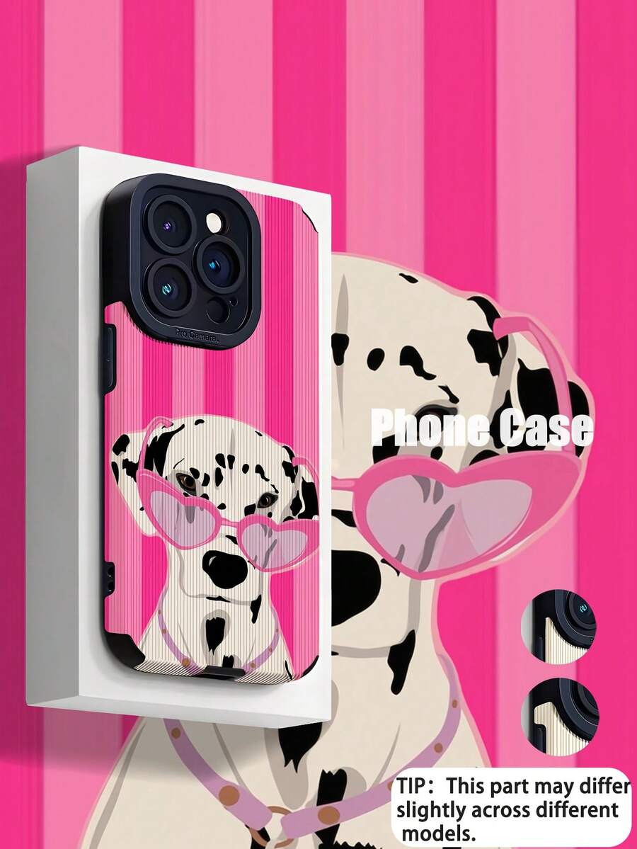 1pc Fashionable Minimalist Striped & Spotted Dog Pattern Vertical Faux Leather Textured Classic Anti-Drop High-End Soft Protective Phone Case, Suitable As Birthday, Holiday Gift For Friends, Family, Couples, Compatible With Apple And Phones 17/16 PLUS/16 PRO/16 PRO MAX - Multicolor - View 1