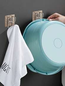 2/4pcs Fashion Stainless Steel Brushed Wall Mount Thickened Heavy Duty Storage Hooks, Stainless Steel Collapsible Basin Hooks - Easy-Install, No-Drill Wall Mount Storage Rack For Bathroom & Kitchen Easy To Install, Metal Practical, Suitable For Yard Storage, Utility Hooks - Multicolor - View 4