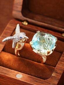 1 Chiếc nhẫn Cubic Zirconia thời trang dành cho nữ, quà tặng tiệc cưới, đính hôn, ngày lễ tình nhân - 1 # - Xem 13