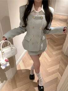 Women Two-Piece Outfits - [Two-piece Set]Jacket + Skirt - View 4