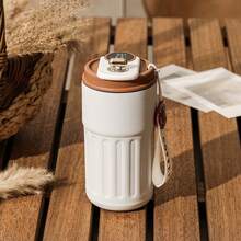 Caneca de café com visor de temperatura de 450 ml/15,2 oz, caneca de viagem aquecida com sensor de toque de aço inoxidável, copo esportivo de alta qualidade para atividades ao ar livre, copo portátil para escritório - Castanho - Ver 15