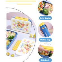 便当盒+零食盒 - 超薄设计，轻松放入午餐包！| PP5材质，防漏，双隔层设计，可收纳餐具和水瓶 - 非常适合学生上学、成人办公午餐和休闲野餐 - 彩色 - 查看 6