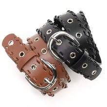 1 pieza Cinturón de cuero con cordones hecho a mano de moda para mujer, decoración versátil para vaqueros