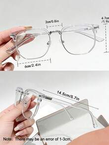 1 Óculos Quadrados Transparentes de Metal e PC para Homens, Estilo Y2K, Acessórios para Celular, Óculos Femininos, Óculos Falsos, Óculos Claros, Óculos Femininos, Acessórios de Natal, Edição de Halloween, Adequado para Uso Diário no Escritório, Volta às Aulas, Jogos, Looks de Festa, Estudos no Campus.