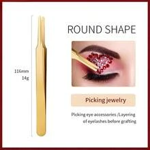1/7Pcs Professional Eyelash Extension Tweezers Set Decor Anti-Static Dolphin Peacock Butterfly Lash Extension Precision Straight Curved Tweezers Cosmetic Makeup Tools - Gold - View 19
