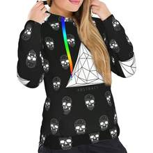 - Sudaderas poligonales con diseo de calavera de cristal para mujer, sudadera de manga larga con bolsillo - M - Ver 9