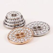 6 buah Kancing Kristal Empat Mata Desain Elegan dan Mewah, Cocok untuk Mantel Premium Wanita, Jaket Wol, Jas, Sweater, Kancing Logam, dan Kancing Dekoratif Pakaian. - Emas - View 3