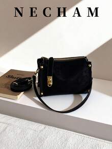 1pc Women's Convertible Shoulder/Crossbody Box Bag, Commuter Friendly - Black - View 8