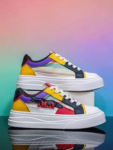 Multicolor Men's Shoes, Men's Casual Sneakers, New Fashion Sneakers, Comfortable And Versatile, Flat Lace-Up Men's Shoes, Street Style - Multicolor - View 2