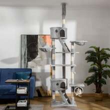 Cat Scratching Post, 240-260 Cm Tall, Large Cat Tree, Climbing Tree For Large Cats With Sisal Rope, Light Grey - Light Grey - View 1