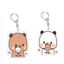 一对新款时尚情侣钥匙扣 卡通可爱亚克力材质钥匙扣 可爱书包情侣钥匙扣饰品 车站周边吊坠挂件 礼物 学生情侣钥匙扣