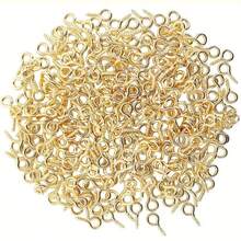 100pcs Screw Eye Pins, Mini Metal Ring Hooks For Jewelry Making, DIY Crafts, Resin Crafts, Bottle Stoppers - Gold - View 2