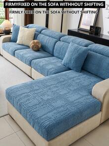 1件装弹力沙发套，防滑全覆盖沙发座套，四季皆宜，加厚面料，可机洗，防尘，宠物友好，装饰性沙发保护套，可调节尺寸，适用于转角沙发，可用于卧室、办公室、客厅组合以及L型沙发，另有1/2/3/4座套可选。 - 藍色 - 查看 7