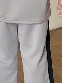 Young Boy Cartoon Print Round Neck Short Sleeve Top And Pants Set - Grey - View 7