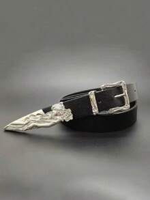 2025 New Vintage Metal Carved Belt, Suitable For Jeans, Black Color, Unique Design Unisex Size 105CM - Black - View 8