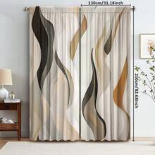 2pcs Red & White Wavy Pattern Art Curtains, Modern Minimalist Style, 3D Digital Printing, Suitable For Living Room, Bedroom And Study, Creating A Refined, Comfortable And Cozy Atmosphere.