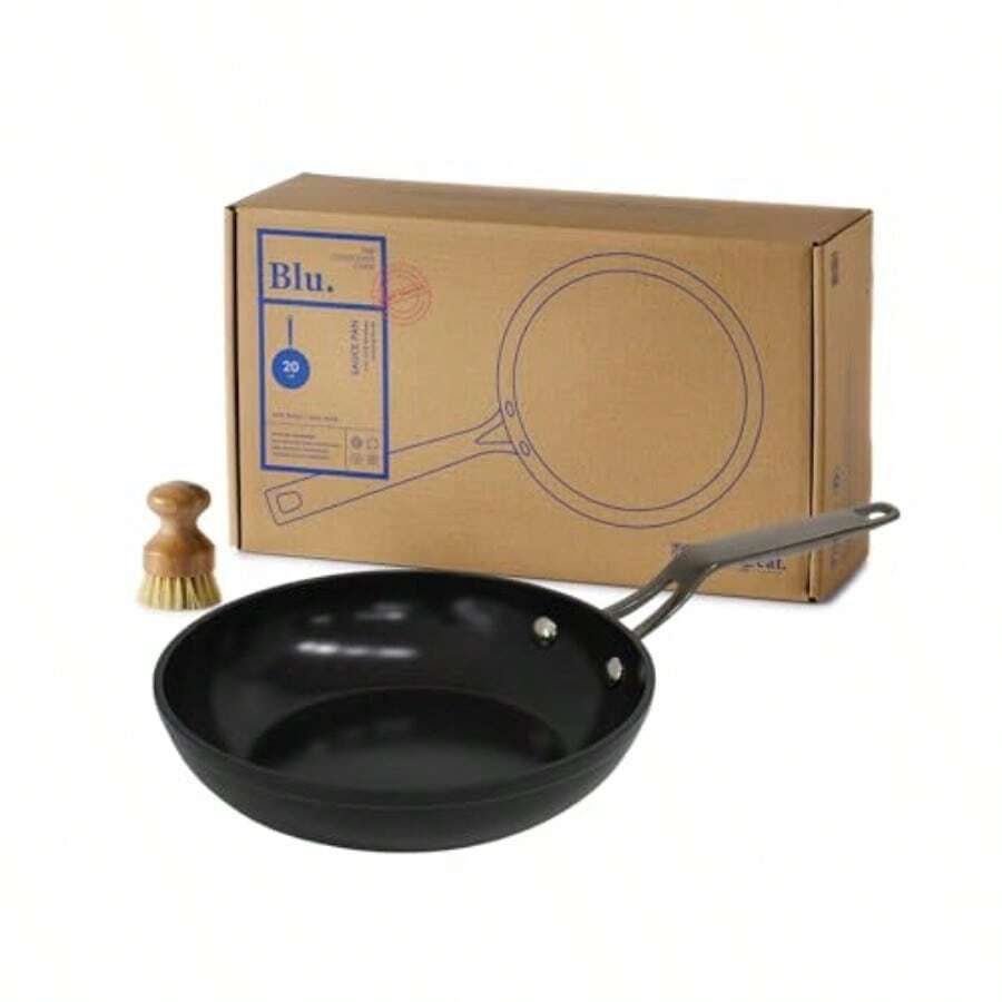 Blu. Cookware 20cm Induction Fry Pan - Toxin-Free Durable Non-Stick Ceramic Aluminium Frying Pan Suitable For All Hobs Includes Bamboo Brush - Undefined - View 1